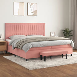 Giroletto a Molle con Materasso Rosa 200x200 cm in Vellutocod mxl 123222
