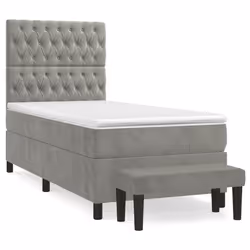 Giroletto a Molle con Materasso Grigio Chiaro 90x190 cm Vellutocod mxl 123215 - Vista aggiuntiva 2