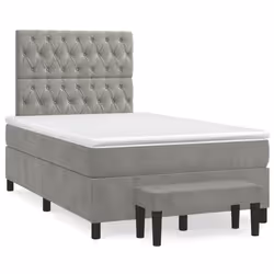 vidaXL Giroletto a Molle con Materasso Grigio Chiaro 120x200cm Velluto - Vista aggiuntiva 2