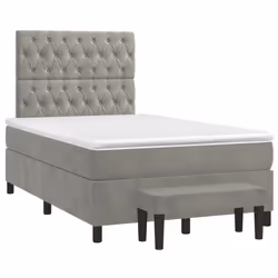 vidaXL Giroletto a Molle con Materasso Grigio Chiaro 120x200cm Velluto - Vista aggiuntiva 3