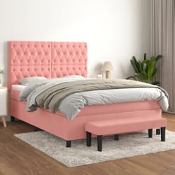 Giroletto a Molle con Materasso Rosa 140x190 cm in Vellutocod mxl 123220