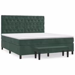 vidaXL Giroletto a Molle con Materasso Verde Scuro 160x200 cm Velluto - Vista aggiuntiva 2
