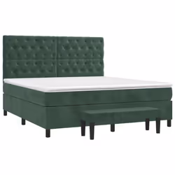 vidaXL Giroletto a Molle con Materasso Verde Scuro 160x200 cm Velluto - Vista aggiuntiva 3