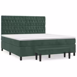 vidaXL Giroletto a Molle con Materasso Verde Scuro 180x200 cm Velluto - Vista aggiuntiva 2