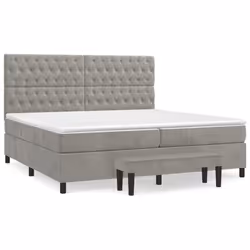 vidaXL Giroletto a Molle con Materasso Grigio Chiaro 200x200cm Velluto - Vista aggiuntiva 2