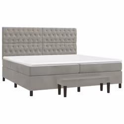 vidaXL Giroletto a Molle con Materasso Grigio Chiaro 200x200cm Velluto - Vista aggiuntiva 3