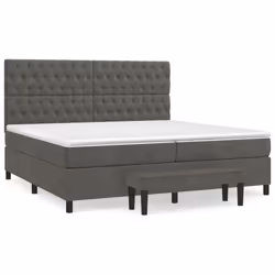 vidaXL Giroletto a Molle con Materasso Grigio Scuro 200x200 cm Velluto - Vista aggiuntiva 2