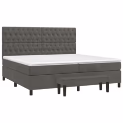 vidaXL Giroletto a Molle con Materasso Grigio Scuro 200x200 cm Velluto - Vista aggiuntiva 3