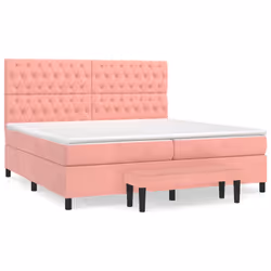 Giroletto a Molle con Materasso Rosa 200x200 cm in Vellutocod mxl 75297 - Vista aggiuntiva 2