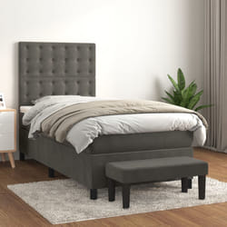 Giroletto a Molle con Materasso Grigio Scuro 90x200 cm Vellutocod mxl 75303