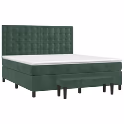 vidaXL Giroletto a Molle con Materasso Verde Scuro 160x200 cm Velluto - Vista aggiuntiva 2