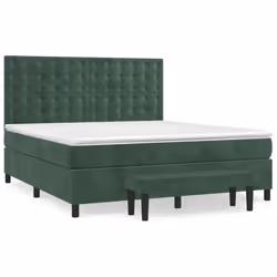 vidaXL Giroletto a Molle con Materasso Verde Scuro 160x200 cm Velluto - Vista aggiuntiva 3