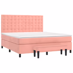 Giroletto a Molle con Materasso Rosa 160x200 cm in Vellutocod mxl 99292 - Vista aggiuntiva 2