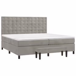 vidaXL Giroletto a Molle con Materasso Grigio Chiaro 200x200cm Velluto - Vista aggiuntiva 2