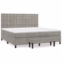 vidaXL Giroletto a Molle con Materasso Grigio Chiaro 200x200cm Velluto - Vista aggiuntiva 3