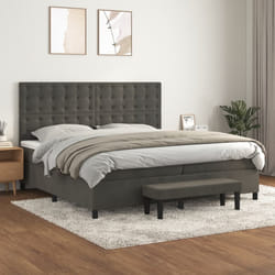 vidaXL Giroletto a Molle con Materasso Grigio Scuro 200x200 cm Velluto