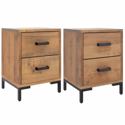 vidaXL Comodini 2 pz 36x30x45 cm in Legno Massello di Pino - Vista aggiuntiva 2