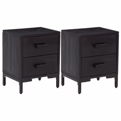 vidaXL Comodini 2 pz Neri 36x30x45 cm in Legno Massello di Pino - Vista aggiuntiva 2