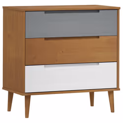 vidaXL Cassettiera MOLDE Marrone 80x40x80 cm in Legno Massello di Pino - Vista aggiuntiva 2