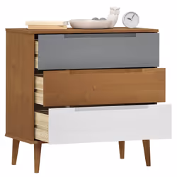 vidaXL Cassettiera MOLDE Marrone 80x40x80 cm in Legno Massello di Pino - Vista aggiuntiva 3
