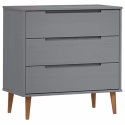 vidaXL Cassettiera MOLDE Grigia 80x40x80 cm in Legno Massello di Pino - Vista aggiuntiva 2