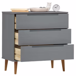 vidaXL Cassettiera MOLDE Grigia 80x40x80 cm in Legno Massello di Pino - Vista aggiuntiva 3