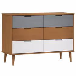 vidaXL Cassettiera MOLDE Marrone 113x40x80cm in Legno Massello di Pino - Vista aggiuntiva 2