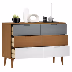 vidaXL Cassettiera MOLDE Marrone 113x40x80cm in Legno Massello di Pino - Vista aggiuntiva 3