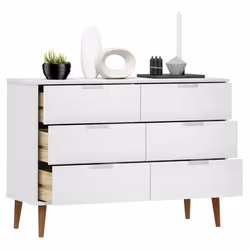 Cassettiera MOLDE Bianca 113x40x80 cm in Legno Massello di Pinocod mxl 126202