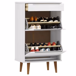 vidaXL Scarpiera MOLDE Bianca 59,5x35x103 cm in Legno Massello di Pino - Vista aggiuntiva 3