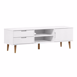 vidaXL Mobile TV MOLDE Bianca 158x40x49 cm in Legno Massello di Pino - Vista aggiuntiva 2