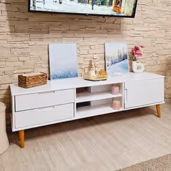 vidaXL Mobile TV MOLDE Bianca 158x40x49 cm in Legno Massello di Pino - Vista aggiuntiva 3