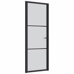 vidaXL Porta Interna 76x201,5 cm Nero Opaco Vetro e Alluminio - Vista aggiuntiva 2