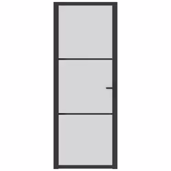 vidaXL Porta Interna 76x201,5 cm Nero Opaco Vetro e Alluminio - Vista aggiuntiva 3