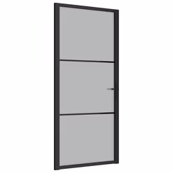 vidaXL Porta Interna 93x201,5 cm Nero Opaco Vetro e Alluminio - Vista aggiuntiva 2