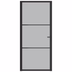 vidaXL Porta Interna 93x201,5 cm Nero Opaco Vetro e Alluminio - Vista aggiuntiva 3
