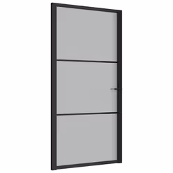 vidaXL Porta Interna 102,5x201,5 cm Nero Opaco in Vetro e Alluminio - Vista aggiuntiva 2