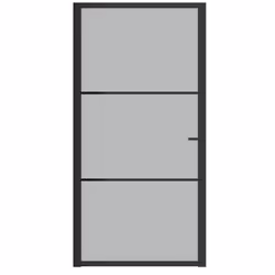 vidaXL Porta Interna 102,5x201,5 cm Nero Opaco in Vetro e Alluminio - Vista aggiuntiva 3