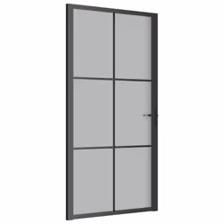 vidaXL Porta Interna 102,5x201,5 cm Nero Opaco in Vetro e Alluminio - Vista aggiuntiva 2
