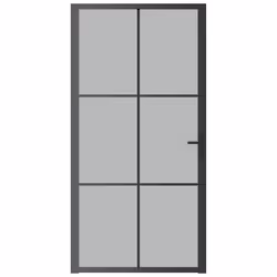 vidaXL Porta Interna 102,5x201,5 cm Nero Opaco in Vetro e Alluminio - Vista aggiuntiva 3
