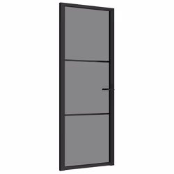vidaXL Porta Interna 76x201,5 cm Nero Opaco Vetro ESG e Alluminio - Vista aggiuntiva 2