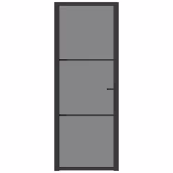 vidaXL Porta Interna 76x201,5 cm Nero Opaco Vetro ESG e Alluminio - Vista aggiuntiva 3