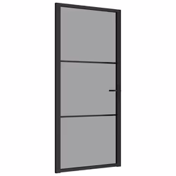 vidaXL Porta Interna 93x201,5 cm Nera in Vetro ESG e Alluminio - Vista aggiuntiva 2