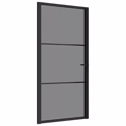 vidaXL Porta Interna 102,5x201,5 cm Nera in Vetro ESG e Alluminio - Vista aggiuntiva 2