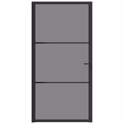 vidaXL Porta Interna 102,5x201,5 cm Nera in Vetro ESG e Alluminio - Vista aggiuntiva 3