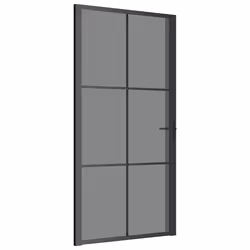 vidaXL Porta Interna 102,5x201,5 cm Nera in Vetro ESG e Alluminio - Vista aggiuntiva 2