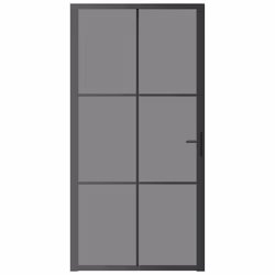 vidaXL Porta Interna 102,5x201,5 cm Nera in Vetro ESG e Alluminio - Vista aggiuntiva 3