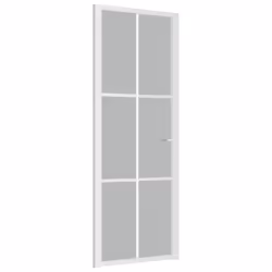vidaXL Porta Interna 76x201,5 cm Bianco Opaco Vetro e Alluminio - Vista aggiuntiva 2