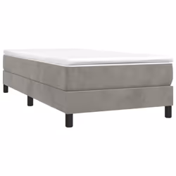 vidaXL Giroletto a Molle con Materasso Grigio Chiaro 80x200 cm Velluto - Vista aggiuntiva 3
