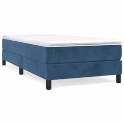 vidaXL Giroletto a Molle con Materasso Blu Scuro 90x200 cm in Velluto - Vista aggiuntiva 2